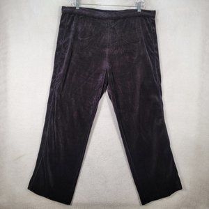 Joan Vass Black Velour Pull On Casual Classic Trendy Straight Leg Jogger Trouser